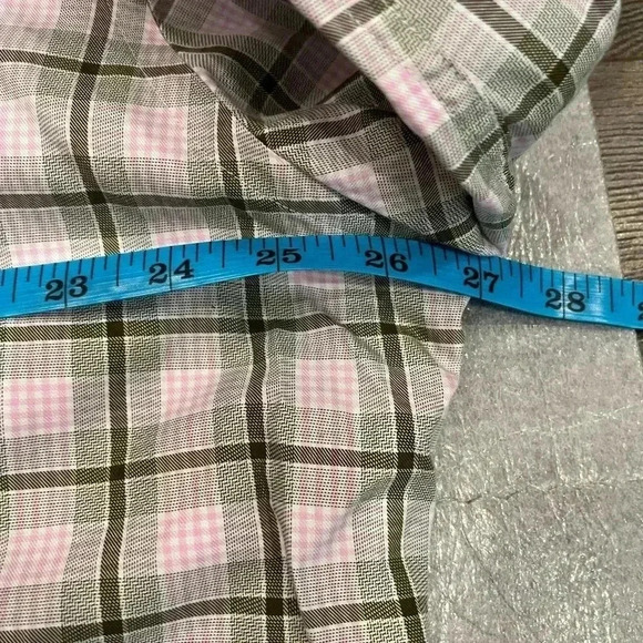 [XL]Peter Millar Gray Pink Plaid  Cotton Dress Shirt - Picture 8 of 10